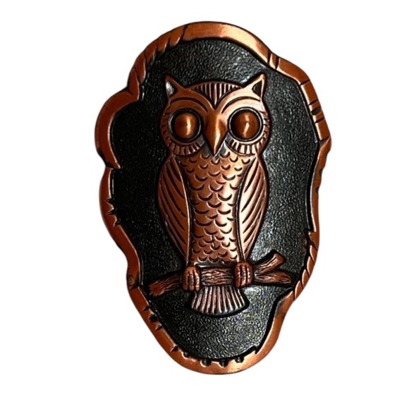 Vintage Bell Trading Post Copper Owl 1960s Large Pendant Medallion - Picture 1 of 11